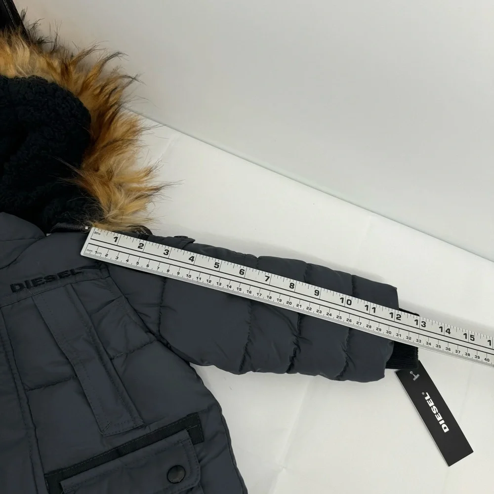 NWT Diesel Boys Charcoal Parka Bubble Removable Hooded Jacket size 2T